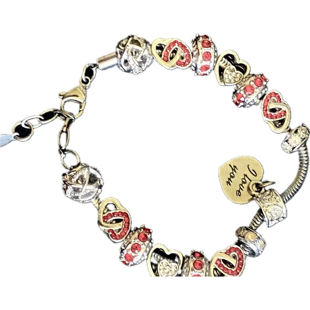 Bella’s Yard Stainless Heart Bracelet – I Love You Loaded Charm Bracelet